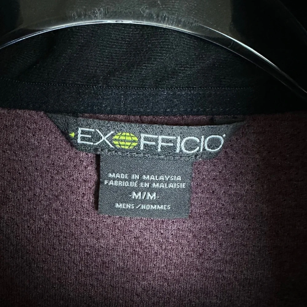 ExOfficio Mens Quarter Zip Pullover Sweater Burgundy Wool Blend‎ Size Medium